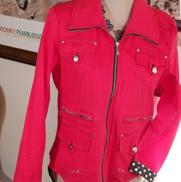 Ruby Cho Red zippered jacket. Size M - Picture 2 of 8